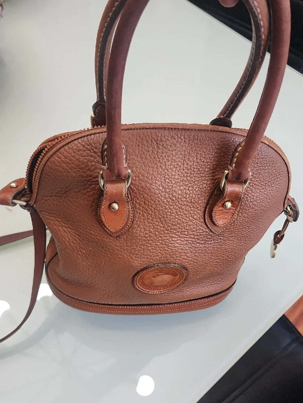 Dooney & Bourke  Chestnut Brown Pebbled Leather Satchel All Weather. No Tag
